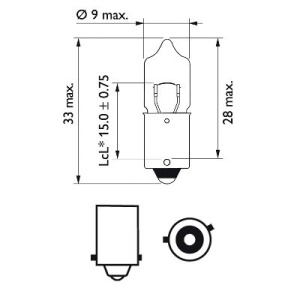 BEC 12V H6W BAX9S izzókészlet 10 darabos Vision Philips - Img 2