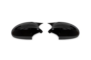 BMW 3-as széria E90 2005-2007-es modellekkel kompatibilis tükörborítások, fényes fekete Batman stílusban