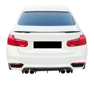 Difuzor bara spate compatibil BMW Seria 3 F30 2011-2018, M3 Design dubla evacuare, negru lucios - Img 3