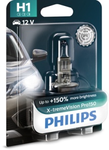 FÉNYSZÓRÓ IZZÓ H1 55W 12V X-TREME VISION PRO150 (bliszter) PHILIPS