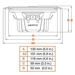 Hertz Dieci DCX 130.3 autós hangszórók, 2-utas koaxiális szett, 130 mm, 40 W RMS, 4Ω, 2 hangszóró - Img 4