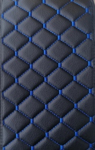 Husa universala din piele pentru cotiera auto 29 cm x 17 cm negru cu cusatura albastru