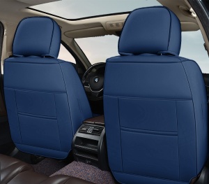 Huse auto premium 5 locuri Deluxe piele ecologică perforată - albastru inchis - negru - Img 4
