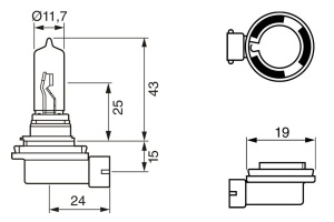 Izzó 12V H9 65W Pure Light Bosch