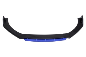 Megane Design első lökhárító toldás, fényes fekete, kék ajakkal, 4 darabos, 180 cm hosszú - Img 5