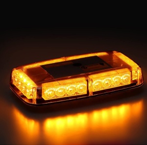 Mini rampa Girofar LED Cu Magnet, 12V, 24W, IP65, 31x16x7 cm, sticla portocalie - Img 2