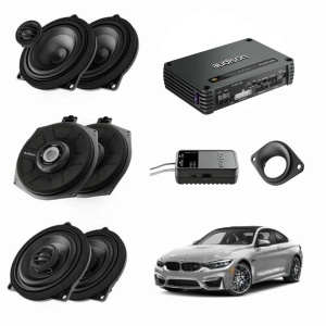 Pachet sistem audio Plug&amp;Play Audison dedicat BMW K4E X4E + Amplificator AF C8.14bit + Conectica dedicata