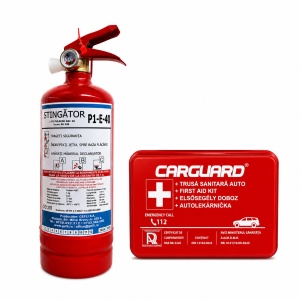 Pachet Stingator auto P1-E40, focar 8A 34B + Trusa Sanitara DIN13164/2022, valabilitate 5 ani