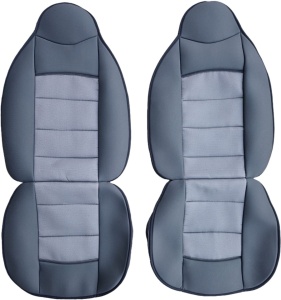 Set 2 huse scaune auto pentru fata, material textil, negru cu gri - Img 4