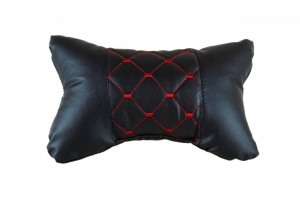 Set 2 pernute universale pentru tetiere, piele ecologica neagra cu cusatura rosie - Img 3