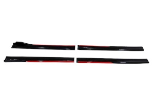 Set 2 Prelungiri praguri tuning 210 cm, negru lucios cu buza rosie - Img 3