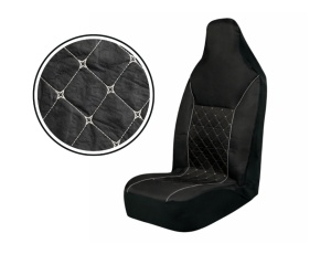 Set huse scaune auto, universale, fata 2+1, material textil, negru, cu tetiere integrate - Img 2