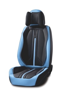 Set huse scaune auto universale, piele ecologica negru cu bleu, Sport Design fata-spate