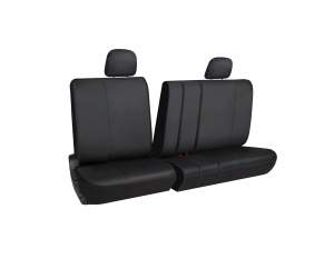 Set huse scaune auto universale, piele ecologica negru, fata-spate, 8 piese, bancheta fractionata, compatibil Airbag - Img 3