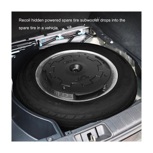 Subwoofer auto amplificat RECOIL RST11, 11" (28CM), 200W RMS, montaj in roata de rezerva, telecomanda inclusa - Img 2