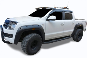 Szélvédő napellenző, kompatibilis a VW Amarokkal 2010->, LED-ekkel, száloptikás, matt fekete - Img 1