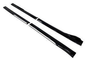 2 db-os Tuning küszöb toldatok szett 210 cm, fényes fekete, fehér peremmel - Img 2