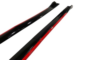 2 db-os Tuning küszöb toldatok szett 210 cm, fényes fekete, piros perem - Img 4