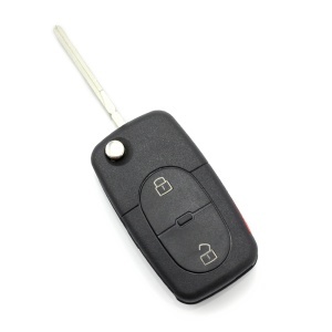 Audi - carcasă cheie tip briceag, 2+1 butoane, cu buton panică și baterie CR 2032 - Img 2