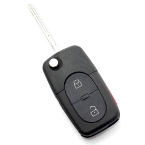 Audi - carcasă cheie tip briceag cu 2+1 butoane (1 buton de panică) și baterie 1616