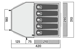 Cort camping tip dom Easy Camp Kinn 5, 420x310x190 cm, pentru 5 persoane - Img 7