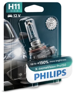 FÉNYSZÓRÓ IZZÓ H11 12V 55W X-TREME VISION PRO150 (bliszter) PHILIPS
