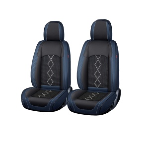 Huse auto premium 5 locuri Deluxe piele ecologică perforată și textil - negru - albastru închis