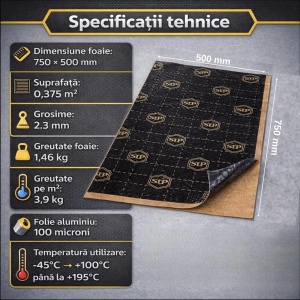 Insonorizant auto Premium STP Black Gold, 2.3mm, 750x500mm, Foaie - Img 3
