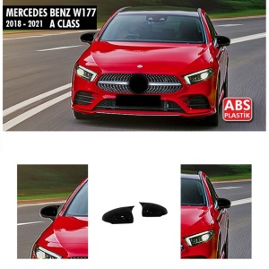 MERCEDES A-osztály W177 2018-> modellel kompatibilis tükörborítások, fényes fekete Batman stílusban - Img 4