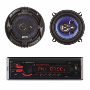 PACHET RADIO MP3 PLAYER AUTO PNI CLEMENTINE 8440, 4X45W USB SD AUX 12V + SET 2 DIFUZOARE AUTO COAXIALE PNI HIFI500, 100W, 12.7 CM - Img 1