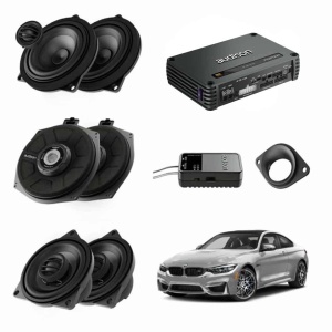 Pachet sistem audio Plug&amp;Play Audison dedicat BMW K4E X4M + Amplificator AF C8.14bit + Conectica dedicata