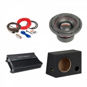 Pachet Subwoofer auto Audiosystem ASY-10 500W + Amplificator Machete MFA-1.500 + Kit de cabluri complet