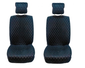 Set 2 huse scaune auto pentru fata, catifea, negru si cusaturi crem