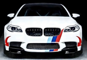 Set 2 prelungiri Bara Fata compatibil cu BMW Seria 5 F10 2010-2017, bara M5 Design, culoare negru lucios - Img 2