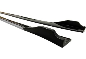 Set 2 Prelungiri praguri tuning 210 cm, negru lucios cu buza gri - Img 1