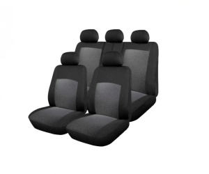 Set huse scaune auto, universale, fata-spate, jacquard, negru cu gri - Img 1