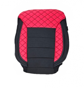Set huse scaune auto universale, fata-spate, piele ecologica rosie cu material textil negru
