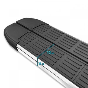 Set praguri trepte laterale cu suporti compatibil Opel Vivaro 2001->, Caroserie scurta SLine Design, negru cu margine cromata - Img 5