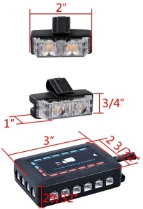 16 darabos sárga villogó figyelmeztető lámpa készlet, 12 V - Img 2