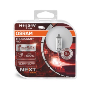 2 db-os teherautó-izzókészlet 24V H11 70 W TRUCKSTAR PRO +120% NextGen OSRAM