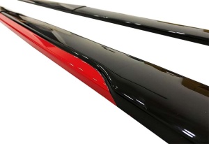 2 db-os Tuning küszöb toldatok szett 210 cm, fényes fekete, piros perem - Img 5