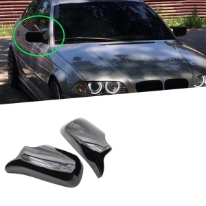 BMW 3-as széria E46 1998-2004 modellekkel kompatibilis tükörborítások, fényes fekete M-Design, klipszekkel, az eredeti borítások cseréjére - Img 7
