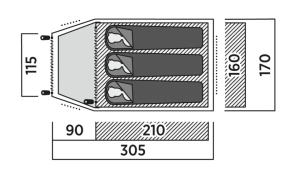 Cort tip cupola pentru 3 persoane, 305x170x120 cm, Easy Camp Tent Setesdal 3 - Img 10