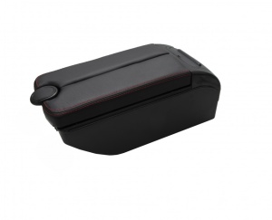 Cotiera auto universala, piele ecologica cu cusaturi rosii, 4 USB, suport de pahar si scrumiera