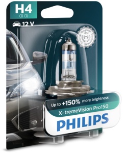 FÉNYSZÓRÓ IZZÓ H4 60/55W 12V X-TREME VISION PRO150 (bliszter) PHILIPS