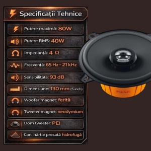 Hertz Dieci DCX 130.3 autós hangszórók, 2-utas koaxiális szett, 130 mm, 40 W RMS, 4Ω, 2 hangszóró - Img 6