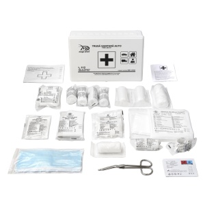 Kit siguranta auto omologat format din Trusa medicala auto de prim ajutor, Stingator auto reincarcabil RUNKIT cu manometru 1 Kg - Img 5