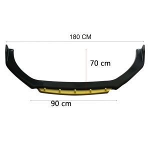 Megane Design első lökhárító toldás, fényes fekete, piros ajakkal, 4 darabos, 180 cm hosszú - Img 4