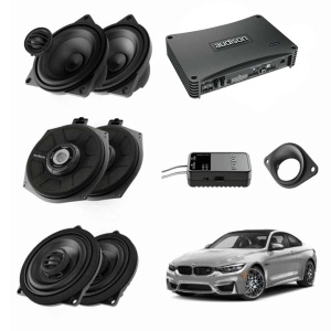 Pachet sistem audio Plug&Play Audison dedicat BMW K4M X4M + Amplificator AP F8.9bit+ Conectica dedicata