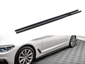 Prelungire praguri laterale compatibile cu BMW seria 5 G30 2017->, cu aripioare, culoare negru lucios - Img 2